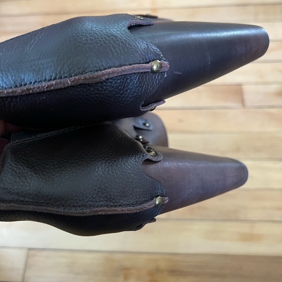 Flogg leather wooden bottoms heeded studded wooden booties - Picture 7 of 8